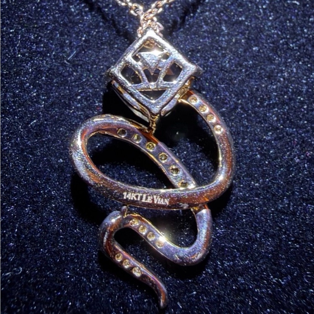 Le Vian 14K Rose Gold Natural Diamond & Smoky Quartz Swirl Pendant Necklace NWT - Picture 3 of 12